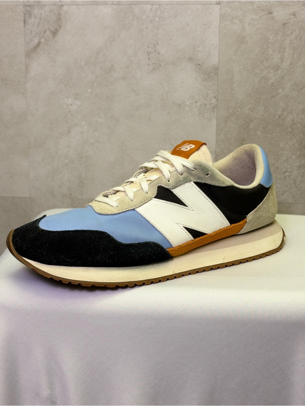 New Balance 237 Black Rain Cloud Blue Orange MS237EB Men's Size 15 Retro Sneaker